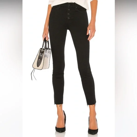 MOTHER | Women's Black The Pixie Dazzler Ankle Fray Jeans in not guilty, size 25 - Picture 16 of 16
